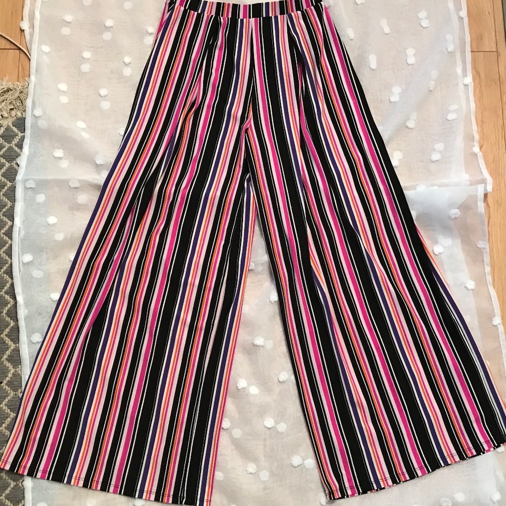 Bar III Striped Wide Leg Pants Size S